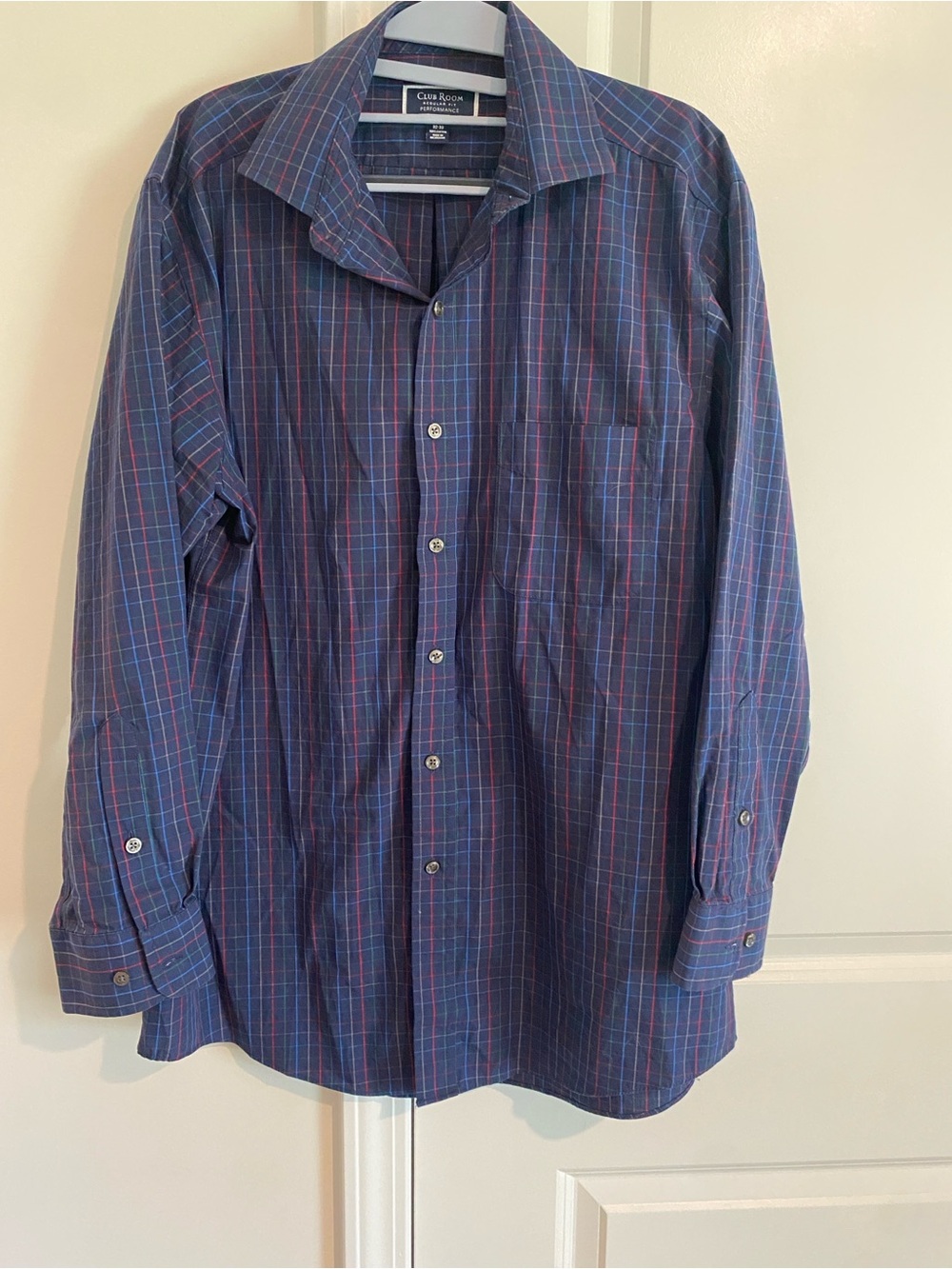 Club Room Men's Blue Plaid Button-Down Shirt